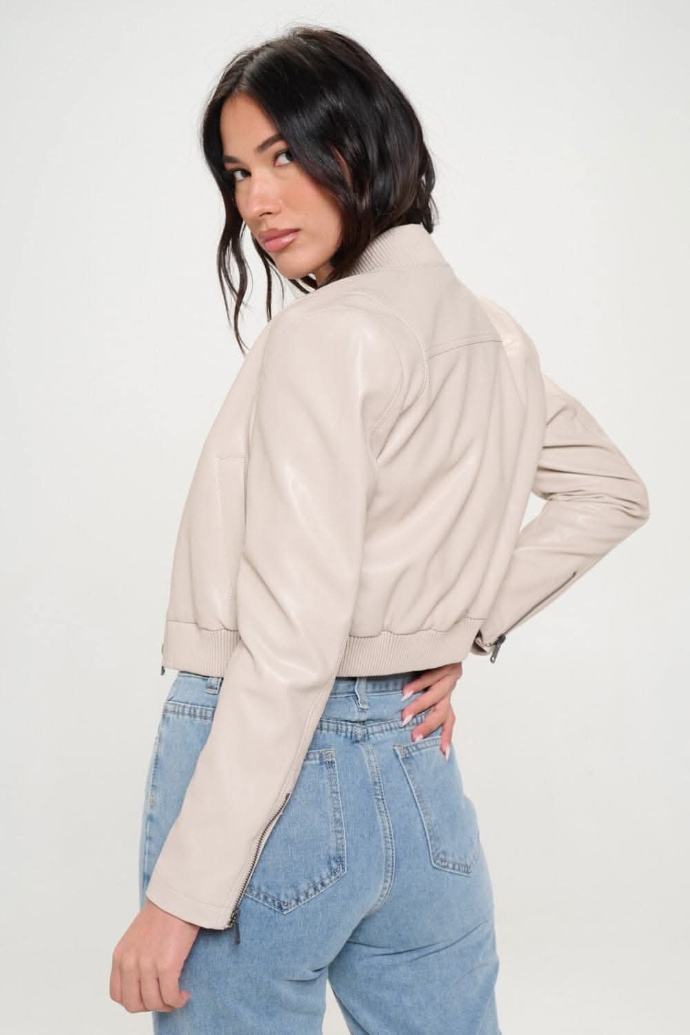Chic vegan leather bomber jacket - Love Salve